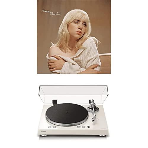 Yamaha TT-N503 (MusicCast Vinyl 500) White Turntable and Billie Eilish - HAPPIER THAN EVER (STD LP) [Bundle]