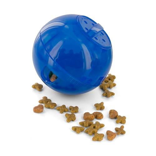 PetSafe SlimCat Food-Dispensing Cat Toy Blue, Treat Toy, Interactive Food Dispenser, Activity Snack Ball for Cats of All Ages