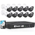 SWANN Master 4K, 16 Channel Home Security Camera System, 2TB NVR, 10 PoE IP Cameras Outdoor, Wired Surveillance CCTV, Heat Motion Vehicle Detection, LED Light, 24/7 Recording Security Camera, 1676810