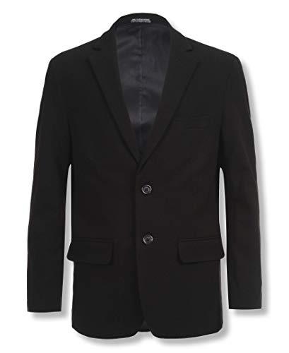 Calvin Klein Boys' Bi-Stretch Blazer Suit Jacket, 2-Button Single Breasted Closure, Buttoned Cuffs & Front Flap Pockets, Black, 12 Husky