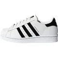 adidas Originals Unisex-Child Superstar Reptile C Running Shoe, White/Black/White, 4.5 Big Kid
