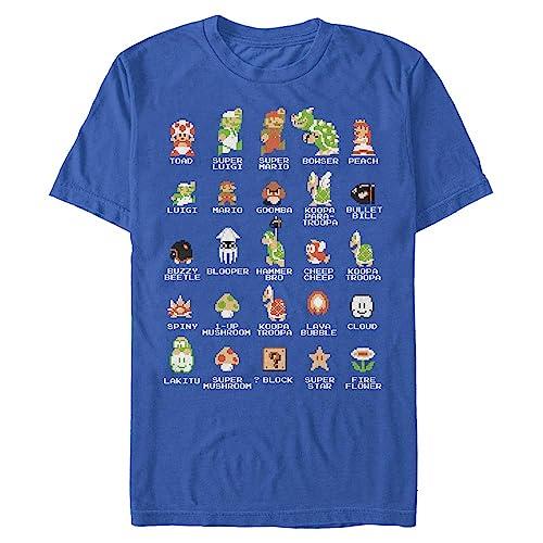 Nintendo Men's Pixel Cast T-Shirt, Royal, Medium