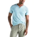 Lucky Brand Men's Venice Burnout Notch Neck Tee Shirt, Delphinium Blue, Medium