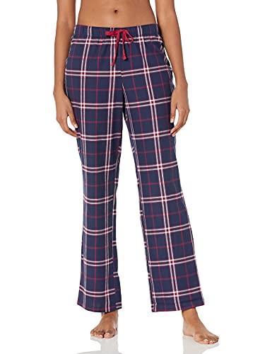 Amazon Essentials Women's Flannel Sleep Pant (Available in Plus Size), Navy Red Large Plaid