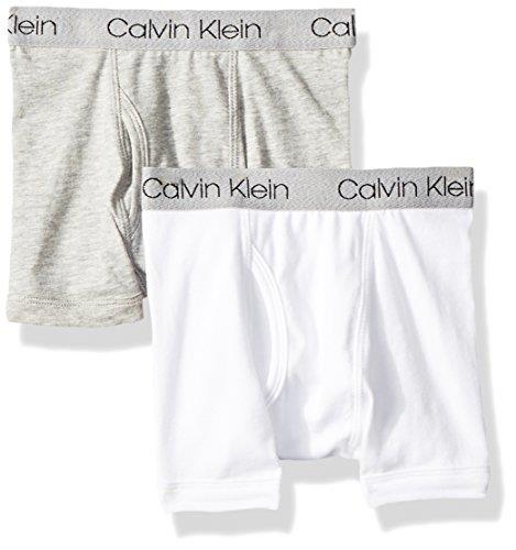 Calvin Klein Boys' Assorted Boxer Briefs (Pack of 2), 2 Pack - Heather Grey, White Classic Band, X-Large