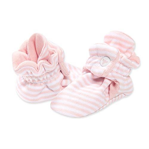 Burt's Bees Baby Unisex Baby Booties, Organic Cotton Adjustable Infant Shoes Slipper Sock, Blossom Stripe, 0-3 Months