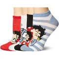 Betty Boop womens Betty Boop 5 Pack No Show Casual Sock, Blue White Multi, 9 11 US