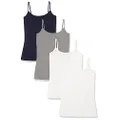 Amazon Essentials Women's Slim-Fit Camisole, Pack of 4, Navy/Grey/White, XX-Large