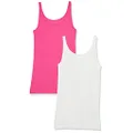 Amazon Essentials Women's Slim-Fit Thin Strap Tank, Pack of 2, White/Dark Pink, X-Large
