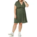 Amazon Essentials Women's Surplice Dress (Available in Plus Size), Olive Dots, X-Large