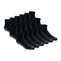 Dickies Men's Dri-tech Moisture Control Quarter Socks Multipack, Black (18 Pairs), 6-12