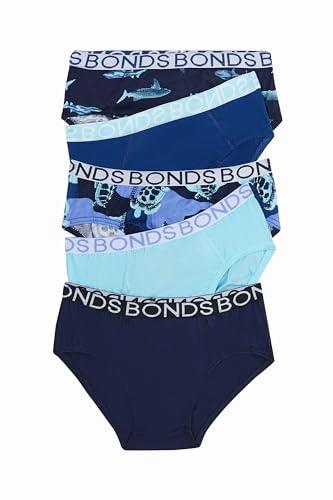 Bonds Boys' Underwear Brief, Turtle/Shark/Blue Multi (5 Pack), 6/8