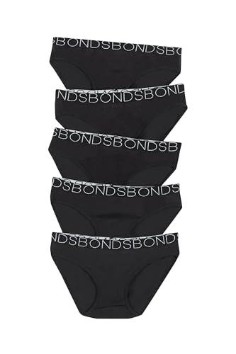 Bonds Girls' Underwear Bikini Brief, Black (5 Pack), 8/10