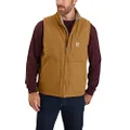 Carhartt Men's Loose Fit Washed Duck Sherpa-Lined Mock-Neck Vest, Brown, X-Large