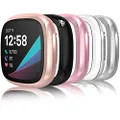 Hianjoo [5-Pack] Case Compatible with Fitbit Versa 3 / Sense, Screen Protectors Full Around Slim Protective Case Cover Comaptible with Fitbit Versa 3 - Clear, Black, Silver, Rose Gold, Rose Pink