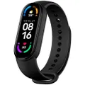 Xiaomi Mi Band 6 1.56 Full Screen Sport Wristband Heart Rate Fitness Tracker 5ATM Waterproof Smart Band Bracelet Magnetic Charge Standard Version, Black