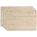 Sweet Home Collection 100% Cotton Placemats for Dining Room Rectangle Two Tone Woven Fabric 13" x 19" Soft Durable Table Mat Set, Set of 4, Eggshell