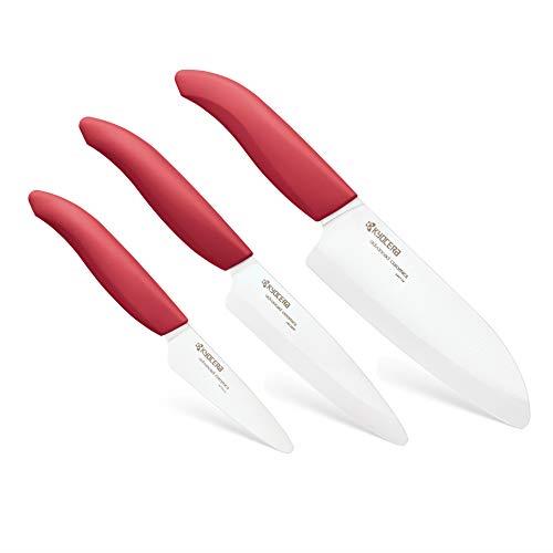 Kyocera 610446-FK-3PC-WHRD 3Piece Advanced Ceramic Revolution Series Knife Set, Blade Sizes: 5.5", 4.5", 3", Red