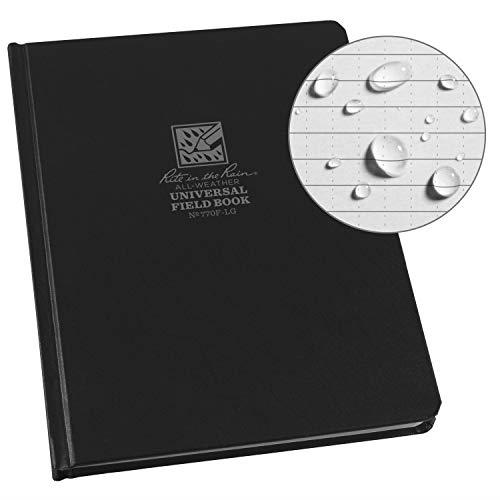 Rite in the Rain Weatherproof Hard Cover Notebook, 6.75" x 8.75", Black Cover, Universal Pattern (No. 770F-LG)