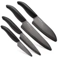 Kyocera Advanced Ceramic Revolution 4-Piece Knife Set :Includes 7-inch Chef's, 5.5-inch Santoku, 4.5-inch Utility and 3-inch Paring-Black Handle w/Black Blades