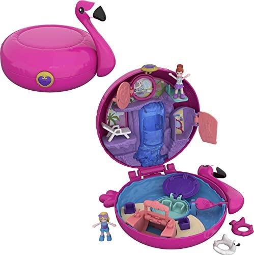 Polly Pocket Pocket World Flamingo Floatie Compact with Surprise Reveals, Micro Dolls & Accessories [Amazon Exclusive], Multicolour (FRY38)