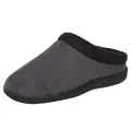 Hanes Men's Memory Foam Indoor Outdoor Microsuede Clog Slipper Shoe with Fresh Iq, Grey, Large