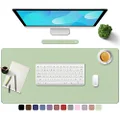 TOWWI PU Leather Desk Pad with Suede Base, Multi-Color Non-Slip Mouse Pad, 32” x 16” Waterproof Desk Writing Mat, Large Desk Blotter Protector (Light Green)