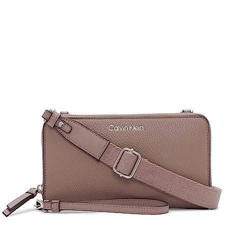Calvin Klein Marble Organizational Wallet on a String Crossbody, Cocoa, One Size