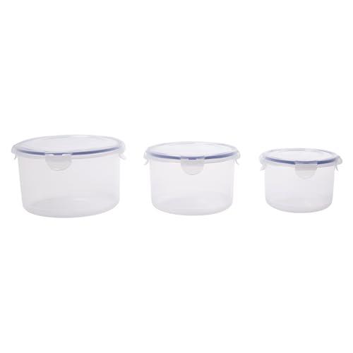 LocknLock Classic Round Sleeve Storage Container Set | Four-Hinge Locking System | Keeping Food Fresher for Longer |Scratch and Stain Resistant | Fresh and Convenient Food Storage | 3 Pieces