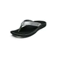 OluKai Ohana Women's Beach Sandals, Quick-Dry Flip-Flop Slides, Water Resistant, Wet Grip Soles & Compression Molded Footbed, Pewter/Black, 10