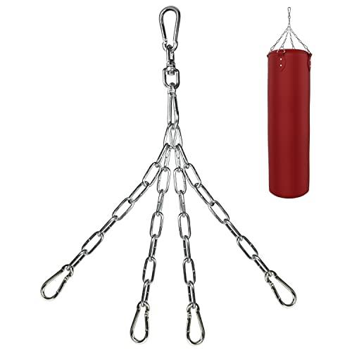 Yes4All Punching Bag Hanger, Stainless Steel Swivel Chain with 4 Snap Hooks for Heavy Bag, Gym Swing, Trapeze, and Hammock