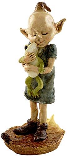 Top Collection Miniature Fairy Garden and Terrarium Statue, Garden Pixie Elf Hugging Frog