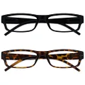 The Reading Glasses Company Black & Brown Tortoiseshell Lightweight Readers Value 2 Pack Mens Womens RR32-12 +2.50