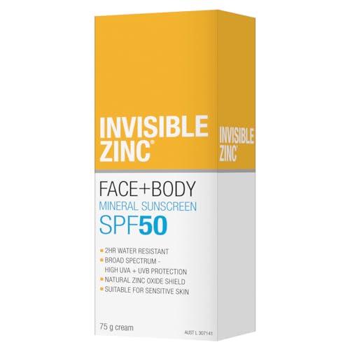 Invisible Zinc SPF50 Face and Body Sunscreen, 75g