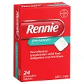 Rennie Fast Active Relief from Indigestion and Heartburn Spearmint Flavoured Chewable Tablets, 24 Pack