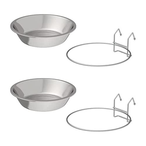 PETMAKER Stainless-Steel Hanging Pet Bowls for Dogs & Cats-Cage, Kennel, & Crate Large Feeder Dishes for Food & Water-Set of 2, 48oz Each