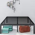 Zinus Van Double Bed Frame 40cm Metal Bed Base | Steel Slat Mattress Support | Bedroom Furniture, Black