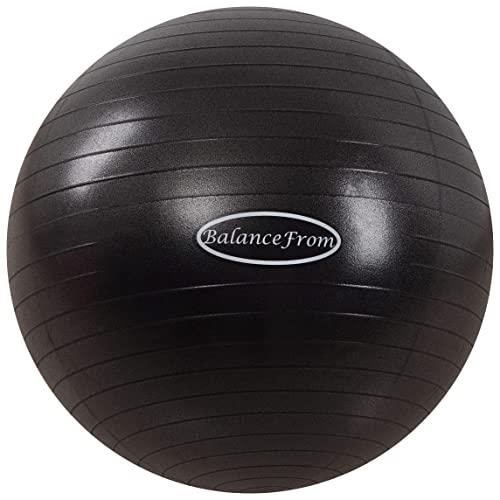 BalanceFrom Anti-Burst and Slip Resistant Exercise Ball Yoga Ball Fitness Ball Birthing Ball with Quick Pump, 2,000-Pound Capacity, Black, 48-55cm, M