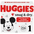 Huggies Snug & Dry Baby Diapers, Size 1, 256 Ct, One Month Supply