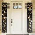 Happy Birthday Cheers to 17 Years Black Gold Yard Sign Door Banner 17th Birthday Decorations Party Supplies