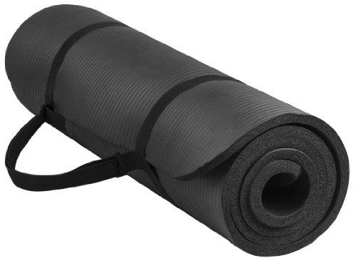 Everyday Essentials AP6BLK 1/2-Inch Extra Thick High Density Anti-Tear Exercise Yoga Mat with Carrying Strap, Black