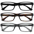 The Reading Glasses Company 3 Pack Readers Black Brown Grey Mens Womens RRR92-127 +1.00