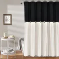 Lush Decor Linen Button Shower, 72" x 72", Black & White