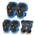 GEQID Kids Knee Pads and Elbow Pads Wrist Pad for Roller Skating Skate Protective Gear Rollerblade Bicycle Boys Youth 4-12 years old (blue)