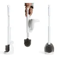 ELYPRO Drip Free Toilet Brush and Holder, Bathroom Bowl Cleaner and Scrubber, Portable and Hygienic Bristle Cleaning Brushes, Unique Caddy Design for No Drip Experience, Home, RV or Boat Brush, White