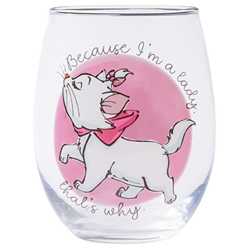 Silver Buffalo Disney Classics Aristocrats Marie I'm a Lady Stemless Wine Glass, 20-Ounces