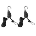 iPower 2-Pack 1/2 Inch 14.7-Feet Long Heavy Duty Adjustable Rope Clip Hanger Ratchet Tie Down (250lbs Weight Capacity) Reinforced Metal Internal Gears, Black