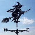 Alnicov Witch Metal Weathervane,Stainless Steel Weather Vane with Roof Mount Roof Garden Decorations for Outdoor Farm Yard Garden Gazebo