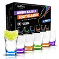 SWOOC - Unbreakable Shot Glasses Set (6 Pack) - 250x Stronger Than Glass, 25x Stronger Than Acrylic - Colorful & Dishwasher-Safe - 1.5oz Reusable Drinkware for Indoor/Outdoor Fun - DUNZO Compatible