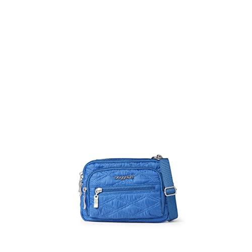 Baggallini Triple Zip Crossbody Bag, Atlantic Blue Quilt, TRZ419